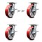 Service Caster 8 Inch Poly on Cast Iron Caster Set with Roller Bearing 4 Brake 2 Swivel Lock SCC-35S820-PUR-RS-SLB-BSL-2-SLB-2 - alternate 1